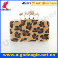 Custom fashion frosted leopard material rose flower evening bag U0012-058